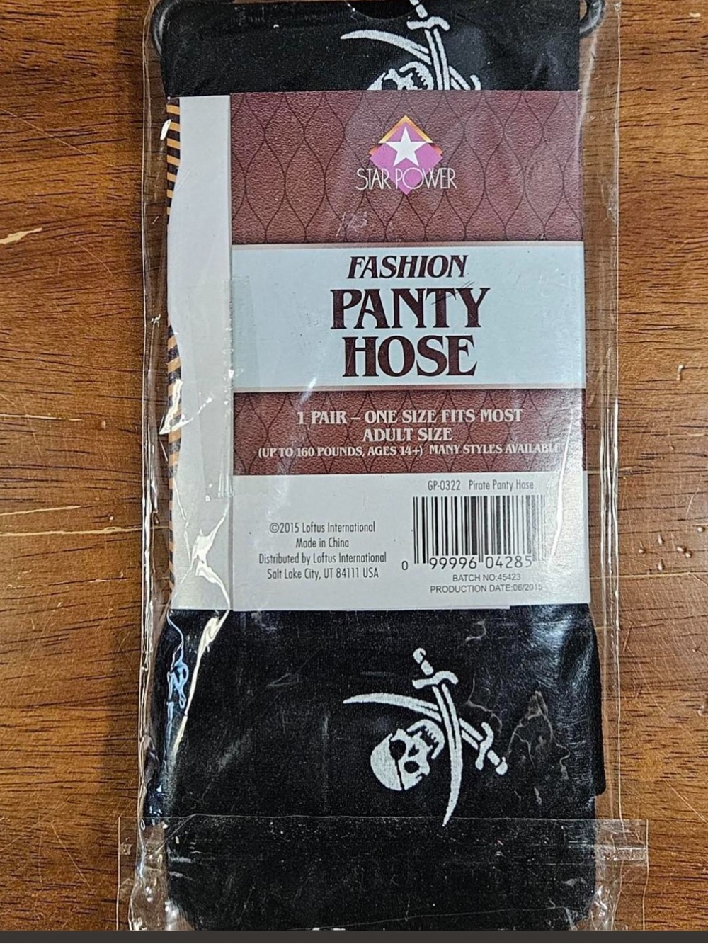 NWT Black Pirate Skull Pantyhose Star Power